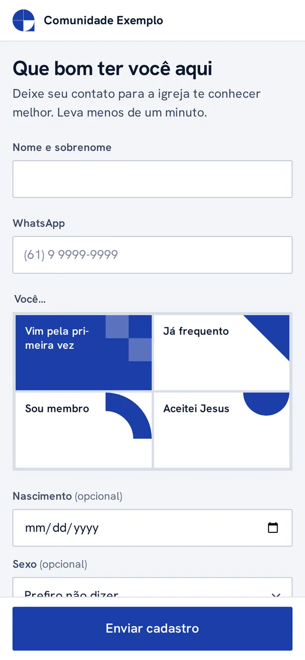 Cadastro do visitante pelo celular